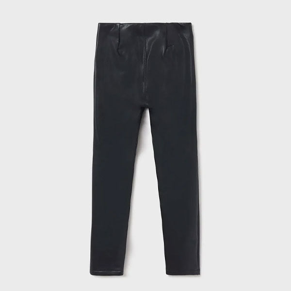 Mayoral Girls Black Leather Like Fleece Leggings