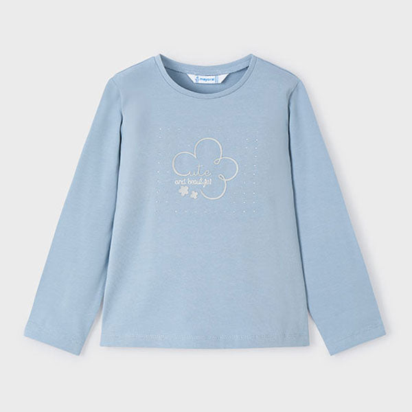 Mayoral Blue Girl Long-Sleeve Cutie T-Shirt Top