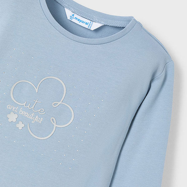 Mayoral Blue Girl Long-Sleeve Cutie T-Shirt Top