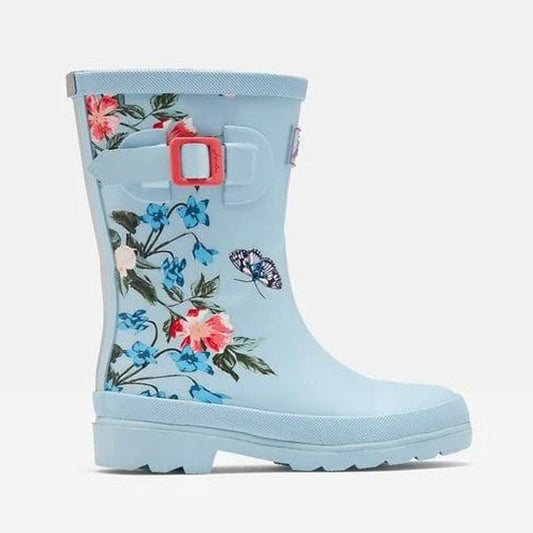 Joules Girls Blue Floral Butterflies Rain Boots