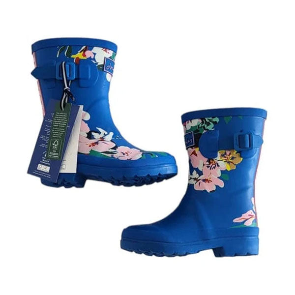 Joules Girls Floral Blue Rain Boots