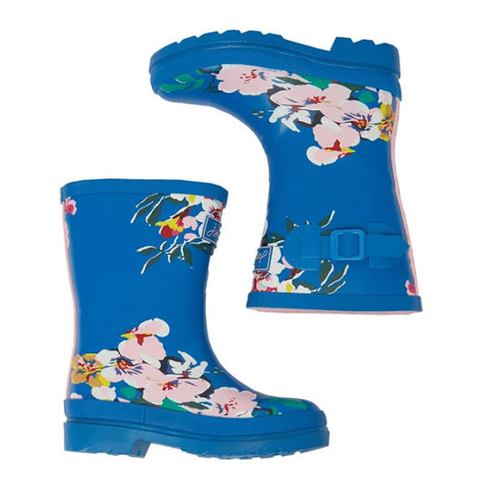 Joules Girls Floral Blue Rain Boots