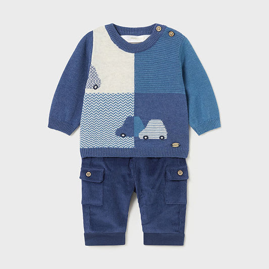 Mayoral Newborn Cars Sweater & Pants Set