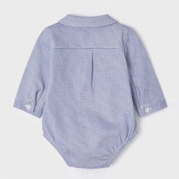 Mayoral Blue White Pattern Polo Bodysuit Onesie