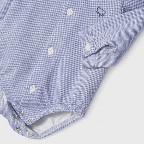 Mayoral Blue White Pattern Polo Bodysuit Onesie