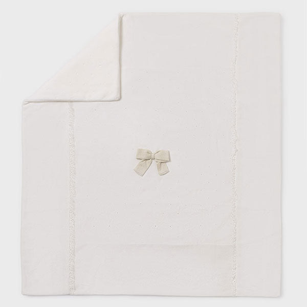 Mayoral Baby Bow White Velvet Blanket