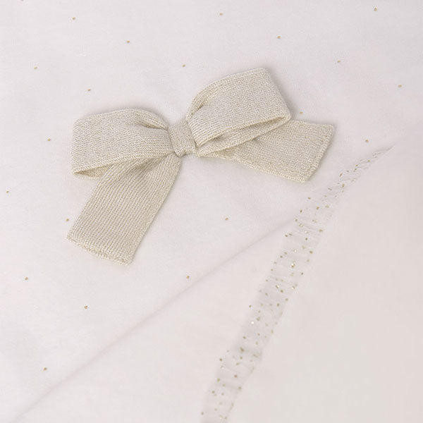 Mayoral Baby Bow White Velvet Blanket