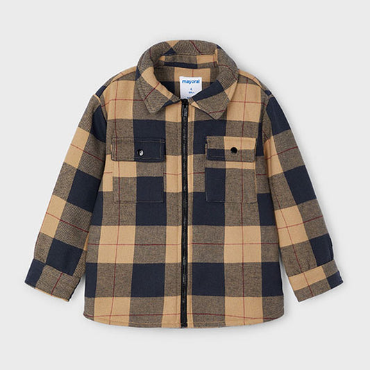 Mayoral Boy Brown Black Plaid Jacket