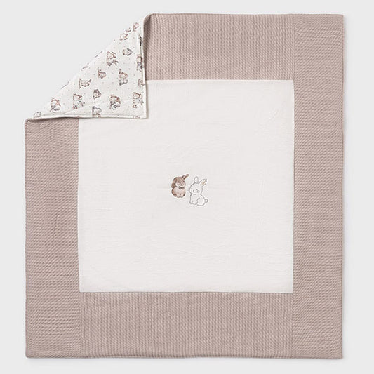 Mayoral Baby Bunny White Beige Velvet Blanket