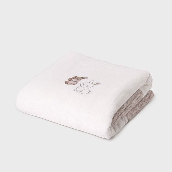 Mayoral Baby Bunny White Beige Velvet Blanket