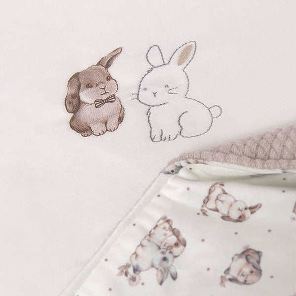 Mayoral Baby Bunny White Beige Velvet Blanket