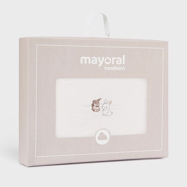 Mayoral Baby Bunny White Beige Velvet Blanket