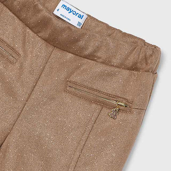 Mayoral Girl Cocoa Camel Sparkle Twill Pants