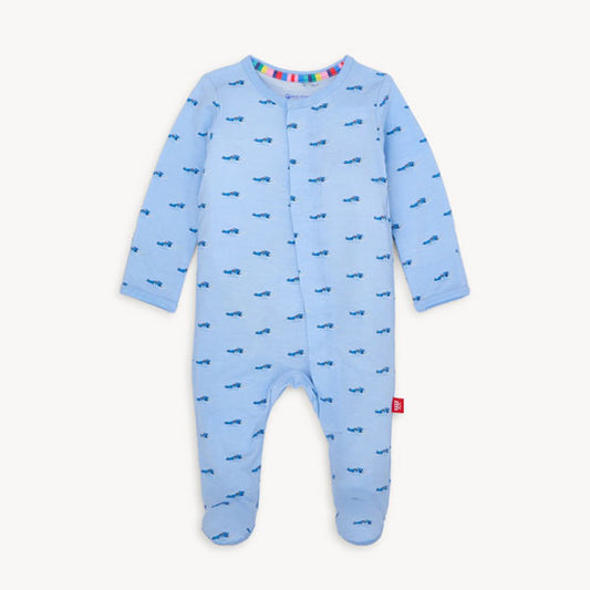 Magnetic Me Baby Boys Got Track Cars Blue Modal Footie