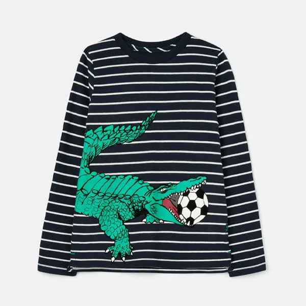 Joules Alligator with Soccer Ball Striped Top