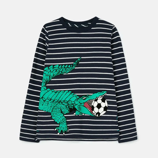 Joules Alligator with Soccer Ball Striped Top