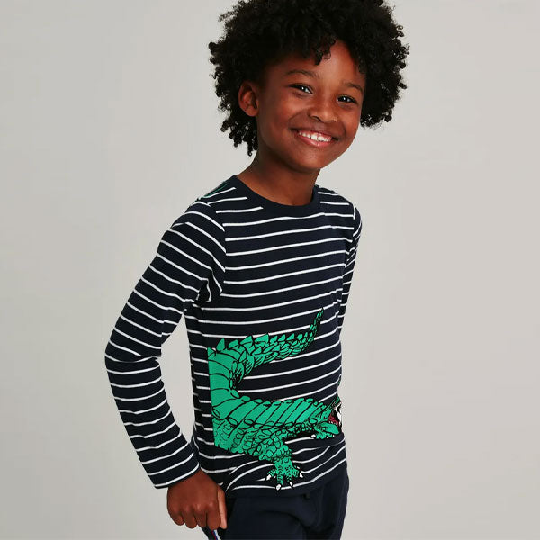 Joules Alligator with Soccer Ball Striped Top