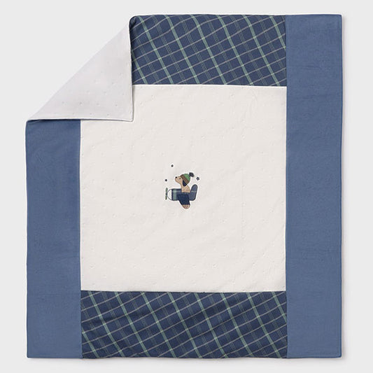 Mayoral Baby Dog Blue White Velvet Blanket