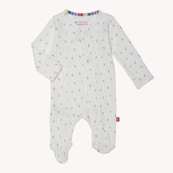Magnetic Me Floral White Pointelle Organic Cotton Footie