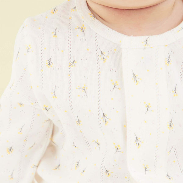 Magnetic Me Floral White Pointelle Organic Cotton Footie