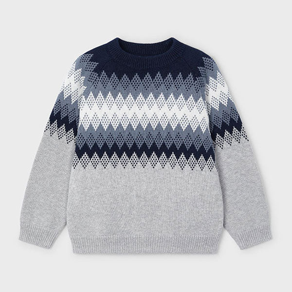 Mayoral Boy Navy Gray Jacquard Sweater Top