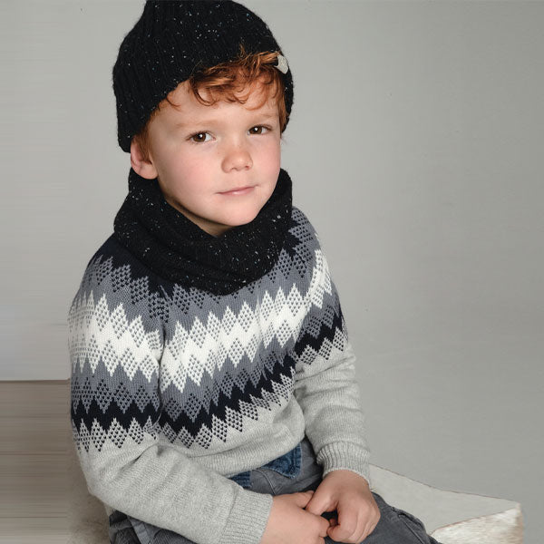 Mayoral Boy Navy Gray Jacquard Sweater Top