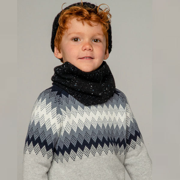 Mayoral Boy Navy Gray Jacquard Sweater Top