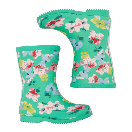 Joules Girls Green Floral Rain Boots