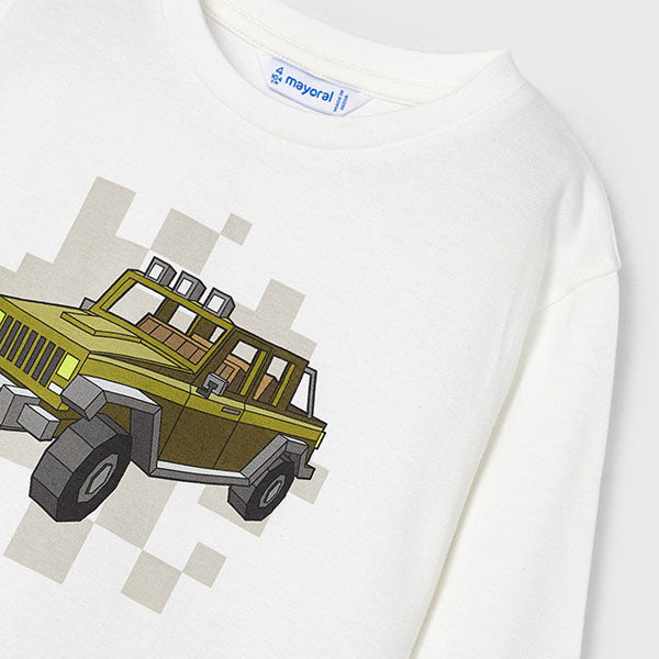 Mayoral Boy Pixel Truck Print T-Shirt Top