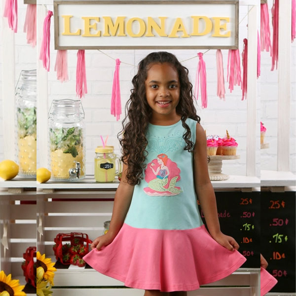 Lemon Loves Lime Girls Mermaid Seashell Tank Dress