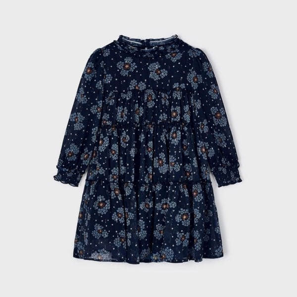 Mayoral Girls Navy Printed Chiffon Dress