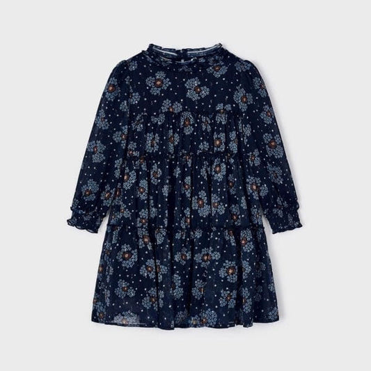 Mayoral Girls Navy Printed Chiffon Dress