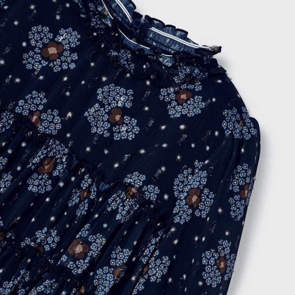 Mayoral Girls Navy Printed Chiffon Dress