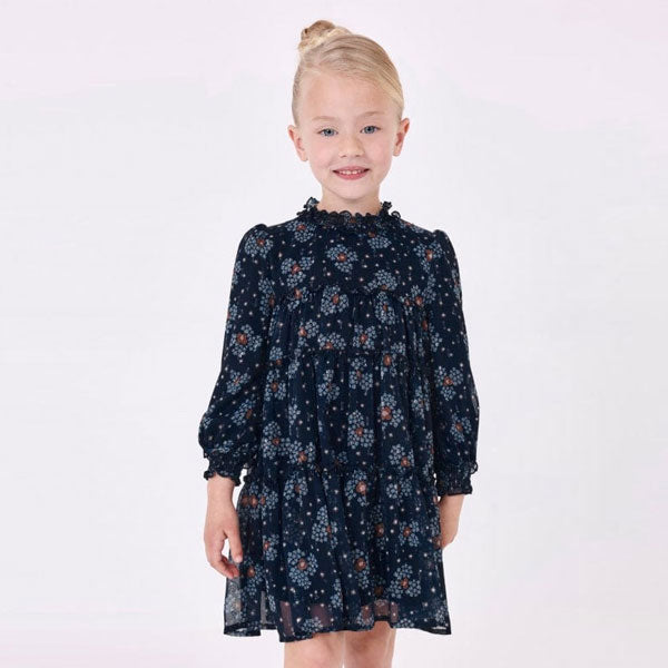 Mayoral Girls Navy Printed Chiffon Dress