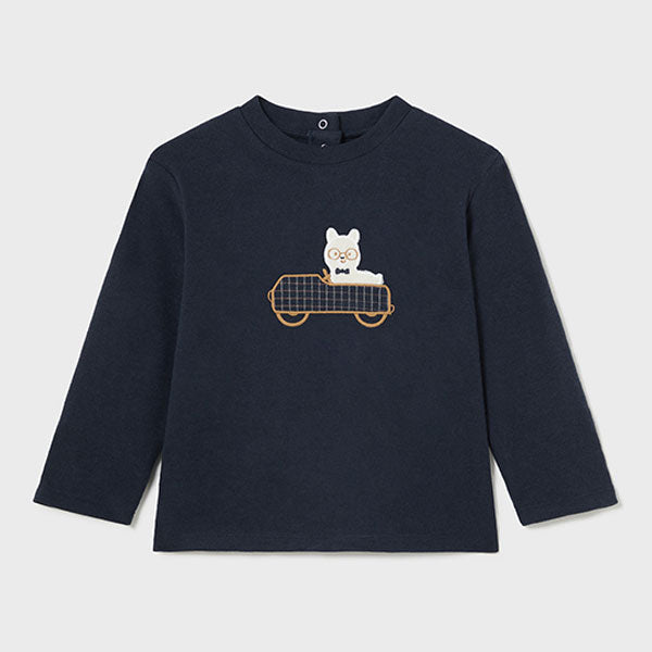 Mayoral Baby Boy Bear Elbow Patch Navy T-Shirt