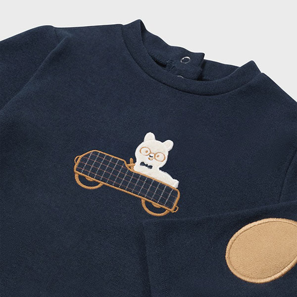 Mayoral Baby Boy Bear Elbow Patch Navy T-Shirt