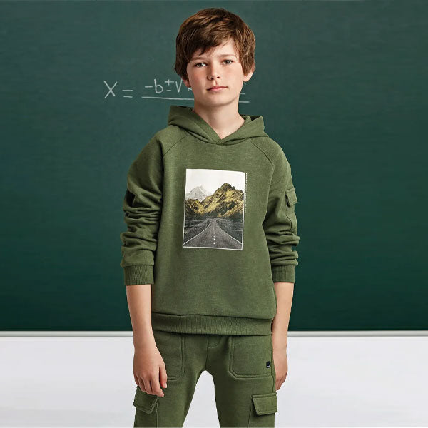 Nukutavake Mayoral Boys Olive Fleece Hoodie