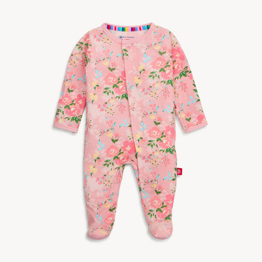 Magnetic Me Ainslee Pink Floral Modal Footie