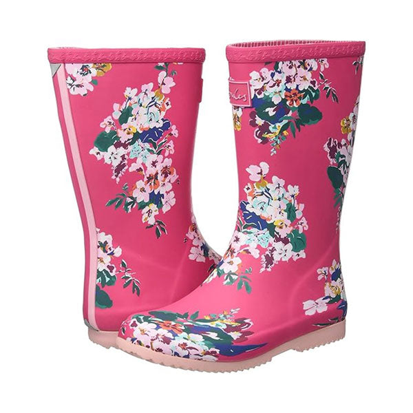 Joules Girls Floral Hot Pink Rain Boots