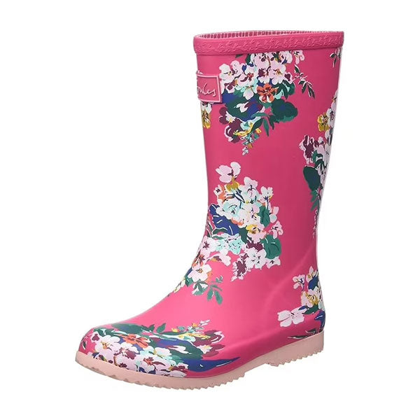 Joules Girls Floral Hot Pink Rain Boots