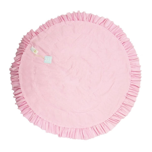 Lemon Loves Lime White Round Ruffle Blanket