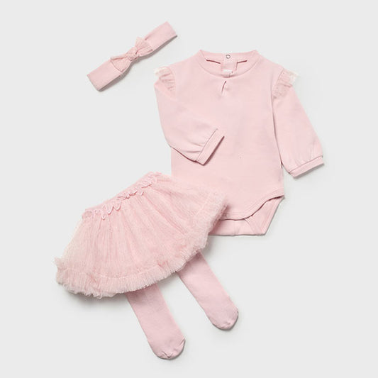 Mayoral Newborn Girl Pink 3 Piece Tulle Set