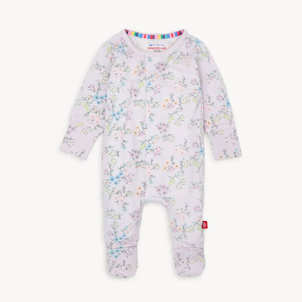 Magnetic Me Emily Purple Floral Modal Ruffle Footie