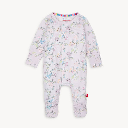 Magnetic Me Emily Purple Floral Modal Ruffle Footie