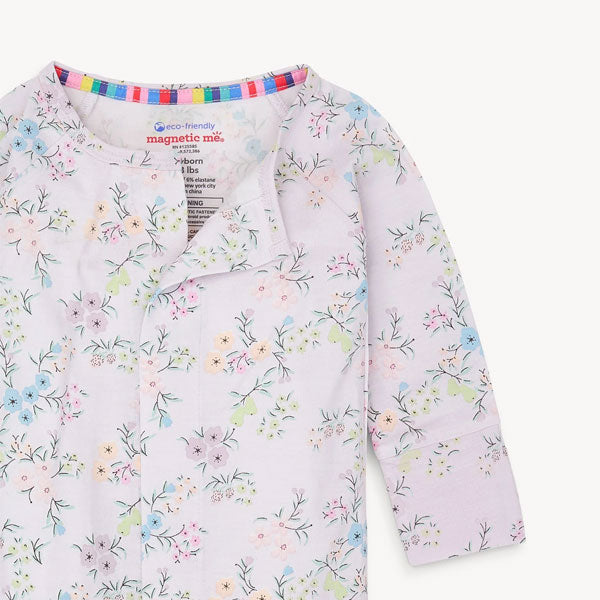 Magnetic Me Emily Purple Floral Modal Ruffle Footie