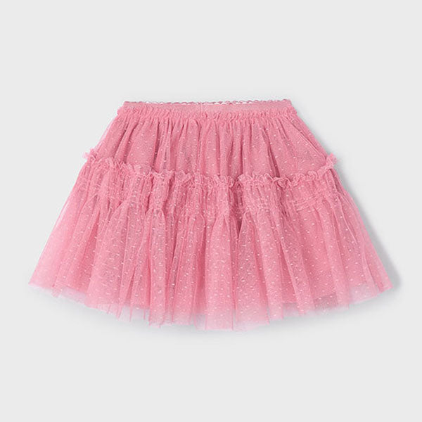 Mayoral Girls Rose Pink Dot Tulle Skirt