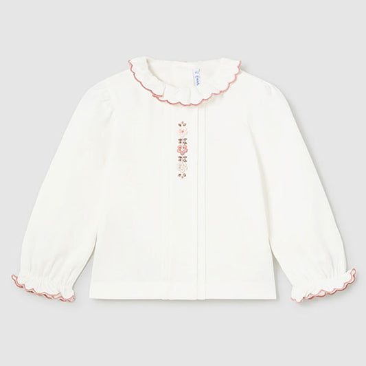 Mayoral Baby Girl Embroidered Floral Blouse Top