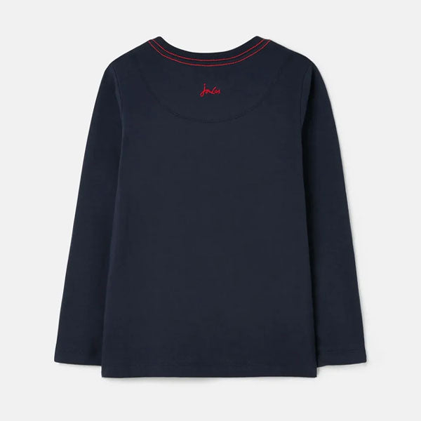 Joules Sequence Christmas Hat Dino Navy Top