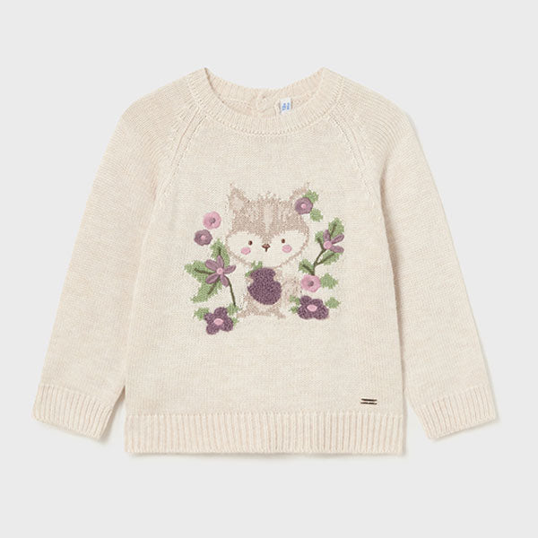 Mayoral Baby Girl Squirrel Jacquard Sweater Top