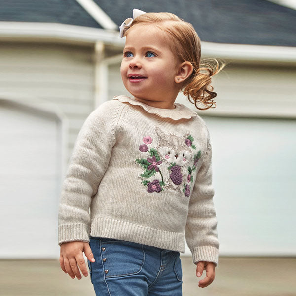 Mayoral Baby Girl Squirrel Jacquard Sweater Top